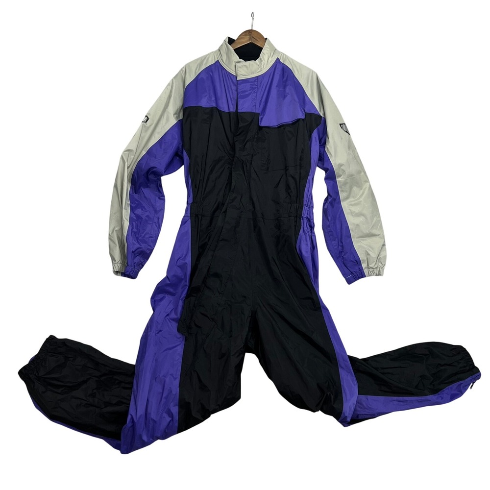Firstgear Motorcycle Rain Suit XL Purple Black Grey Colorblock Jumpsuit Coverall